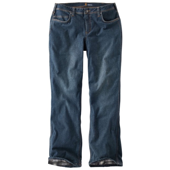 Carhartt Denim - Carhartt • Blue Denim Relaxed Fit Flannel Lined Boone Jeans